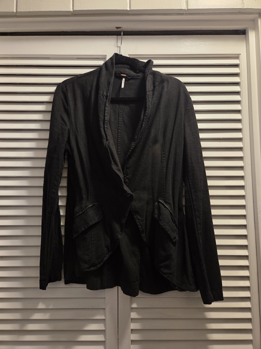 Free People Linen Black Blazer S